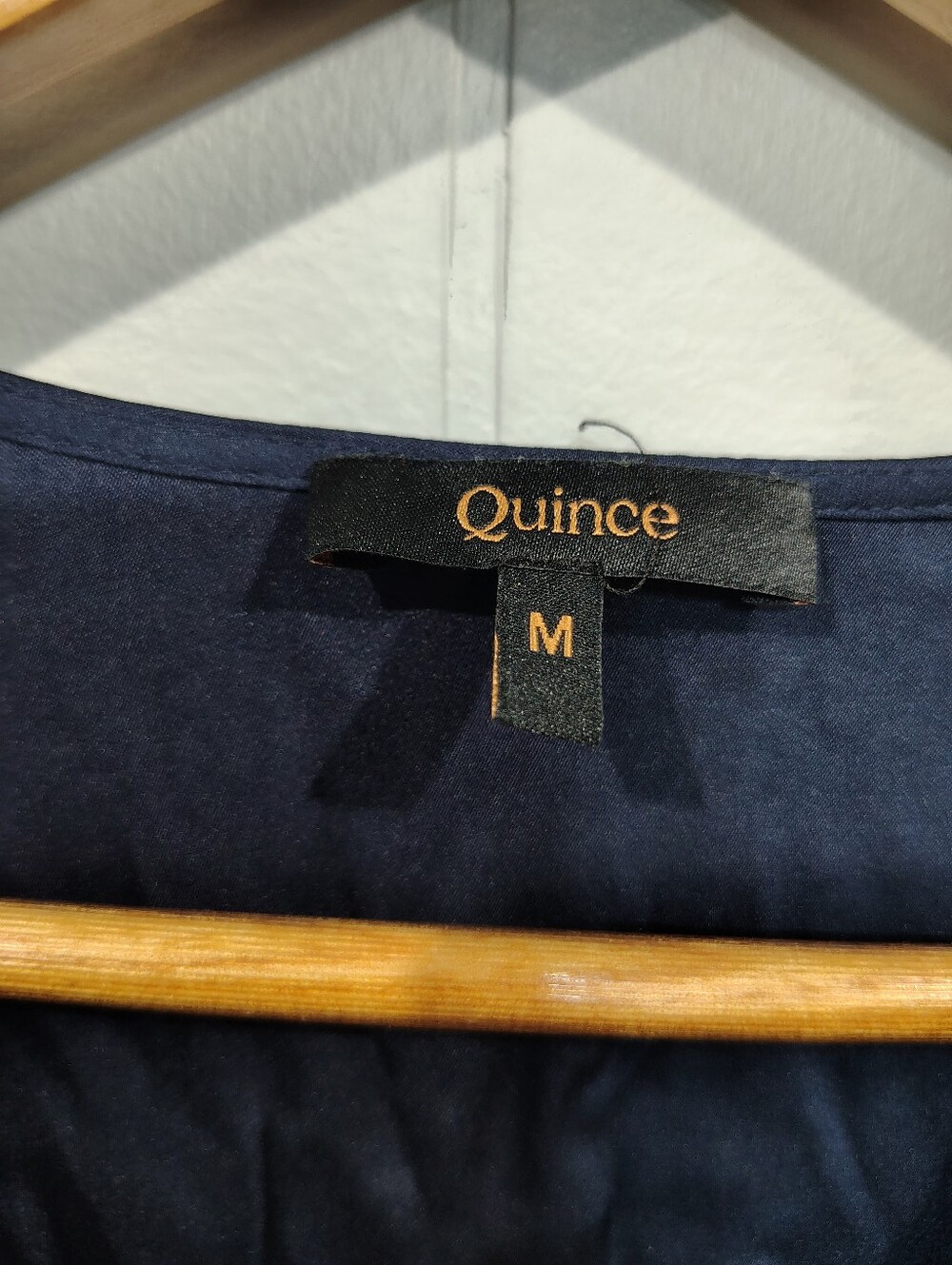 Quince Stretch Silk Puff Sleeve Mini Dress Navy Blue M Washable - Picture 5 of 9